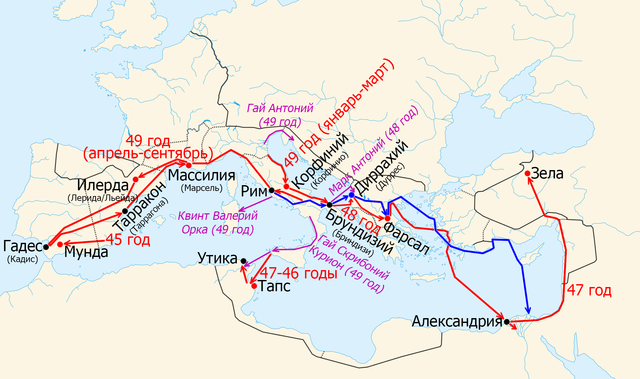 Карта походов Цезаря